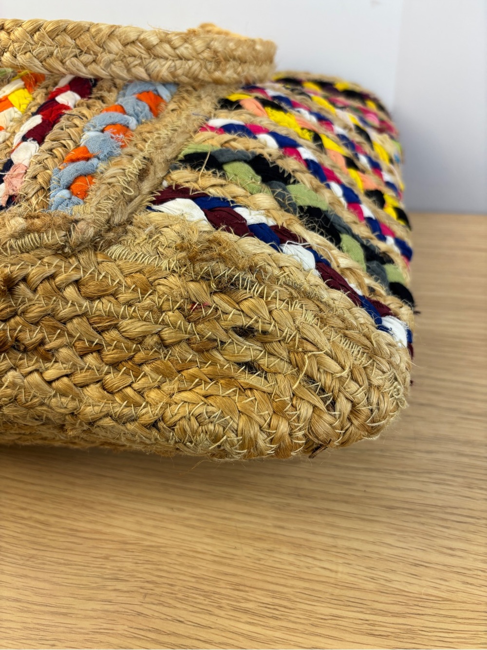 Unbranded Multicolor Braided Jute Tote Bag with Pom Pom Tassels - Picture 7 of 11